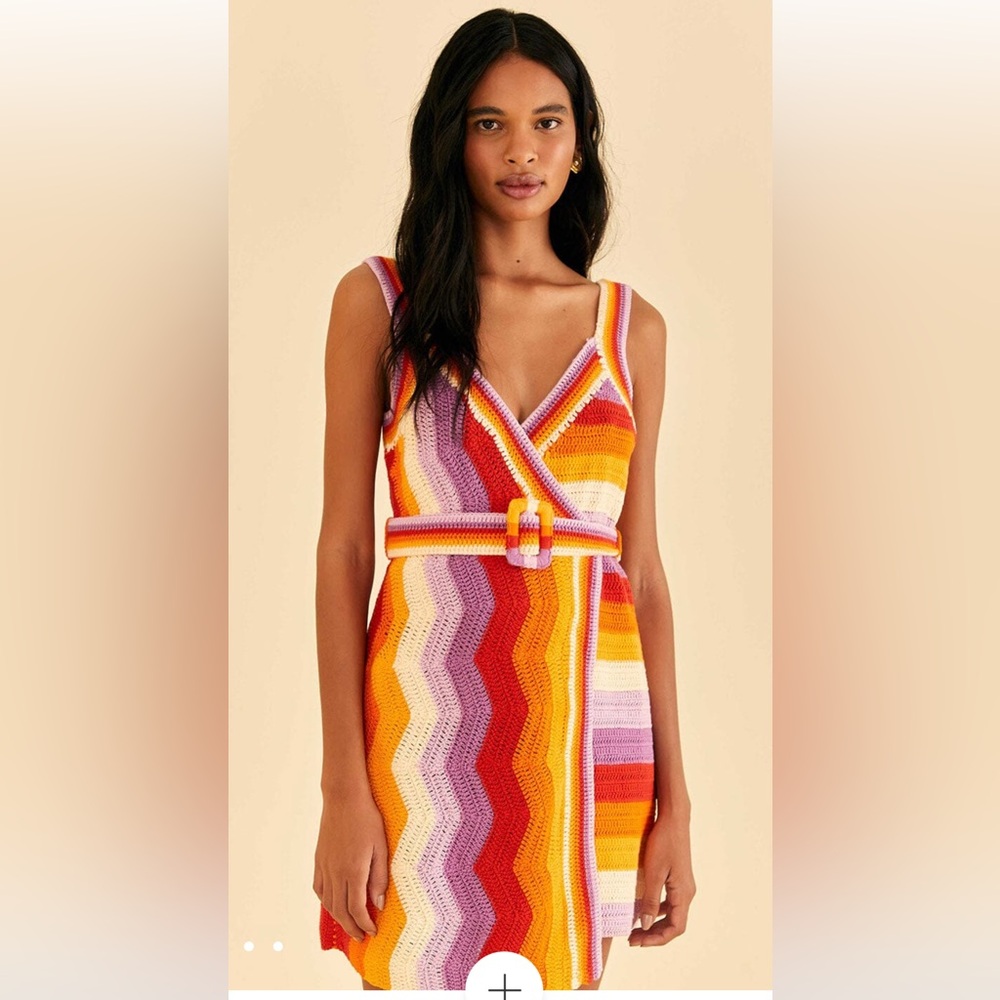 Farm Rio Crochet Belted Dress - NWT